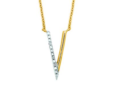 Collana Motivo V, Diamanti 0,05ct, 40-45 Cm, Oro Giallo 18 Ct. - Immagine Standard - 1