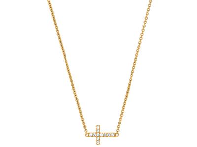 Collana Croce Su Catena, Diamanti 0,04ct, 38-40 Cm, Oro Giallo 18 Ct. - Immagine Standard - 1