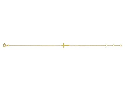 Bracciale Con Croce Su Catena, 18 Cm, Oro Giallo 18 Carati