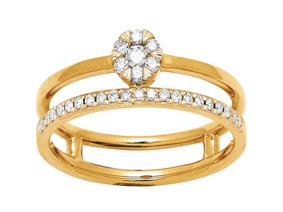 Anello Solitario E Fede Nuziale, Diamanti 0,20 Carati, Oro Giallo 18 Ct, Dito 54 - Immagine Standard - 1
