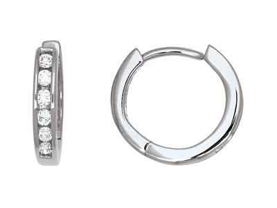 Orecchini A Cerchio Con 1/2 Diamanti Da 0,13 Carati, Oro Bianco 18 Ct. - Immagine Standard - 1