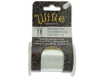 Wire Elements, 18 Gauge, Silver Colour, Tarnish Resistant, Medium Temper, 10yd/9.14m - Immagine Standard - 1