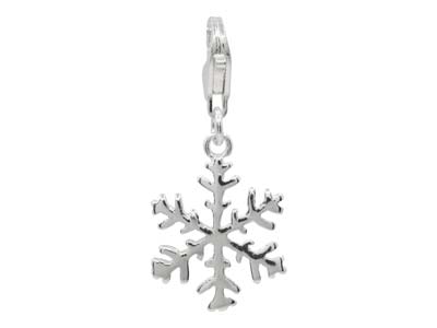 St Sil Snowflake Design Charm With Carabiner Trigger Clasp - Immagine Standard - 1