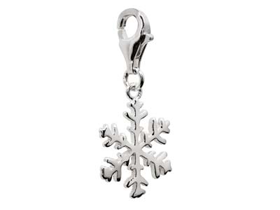 St Sil Snowflake Design Charm With Carabiner Trigger Clasp - Immagine Standard - 2