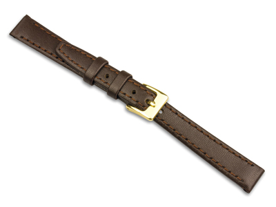 Cinturino Per Orologio Con Cuciture, 20 Mm, Vera Pelle Di Vitello, Marrone - Immagine Standard - 1