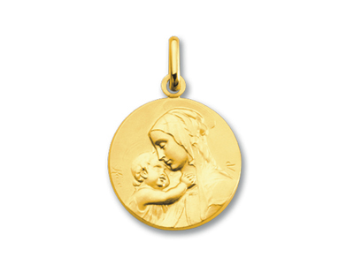 Medaglia Con Vergine E Bambino, Oro Giallo 18 Carati - Immagine Standard - 1