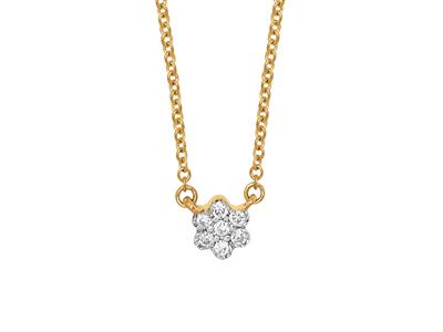 Collana Solitaire Flower, Diamanti 0,04ct, 42-44-45 Cm, Oro Giallo 18 Ct. - Immagine Standard - 1