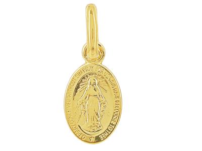 Medaglia Vergine Maria, 8 X 6 Mm, Oro Giallo 18 Ct.