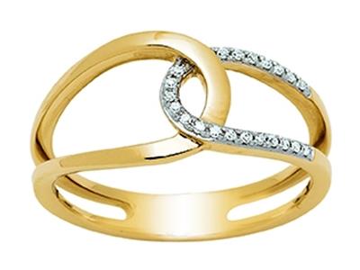 Anello Intrecciato Traforato, Diamanti 0,09 Carati, Oro Giallo 18 Ct, Dito 54 - Immagine Standard - 1