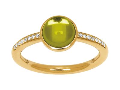 Anello Peridoto Cabochon 1,92 Carati E Diamanti 0,06 Carati, Oro Giallo 18 Ct, Dito 50 - Immagine Standard - 1