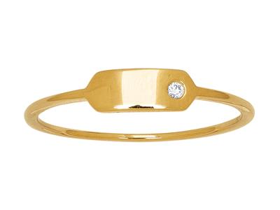 Anello Con Placca Rettangolare, Diamanti 0,01 Carati, Oro Giallo 18 Carati, Dito 50 - Immagine Standard - 1