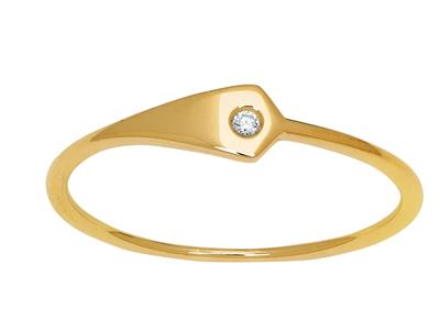Anello Con Placca Triangolare, Diamanti 0,01 Carati, Oro Giallo 18 Carati, Dito 48 - Immagine Standard - 1
