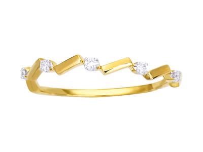 Anello Con 5 Diamanti, Totale 0,05 Carati, Oro Giallo 18 Ct, Dito 54 - Immagine Standard - 1