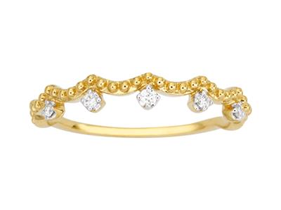 Anello Con 5 Diamanti, Totale 0,05 Carati, Oro Giallo 18 Ct, Dito 54 - Immagine Standard - 1