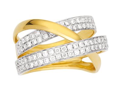 Anello Incrociato, Diamanti 0,90 Carati, Oro Giallo 18 Carati, Dito 52 - Immagine Standard - 1
