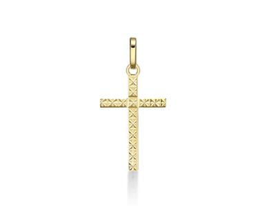 Ciondolo Croce Sfaccettata 18 Mm, Oro Giallo 18 Carati - Immagine Standard - 1