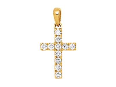 Pendente A Croce, Diamanti 0,17 Carati, Oro Giallo 18 Carati - Immagine Standard - 1