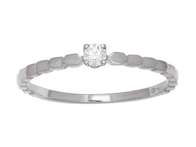 Anello Solitario Con Corpo Di Perle, Diamante 0,08 Carati, Oro Bianco 18 Carati, Dito 48 - Immagine Standard - 1