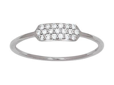 Anello Con Diamanti A Forma Di Rettangolo 0,12 Carati, Oro Bianco 18 Carati, Dito 48 - Immagine Standard - 1