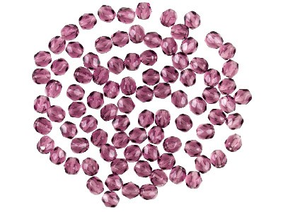 Confezione Da 100 Perline Di Vetro Di Boemia Preciosa Lucidate A Fuoco, 4 Mm, Ametista