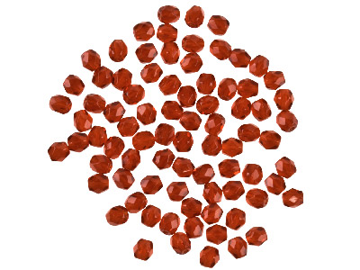 Confezione Da 100 Perline Di Vetro Di Boemia Preciosa Lucidate A Fuoco, 4 Mm, Rubino Del Siam