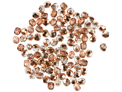 Confezione Da 100 Perline Di Vetro Di Boemia Preciosa Lucidate A Fuoco, 4 Mm, Rame Trasparente