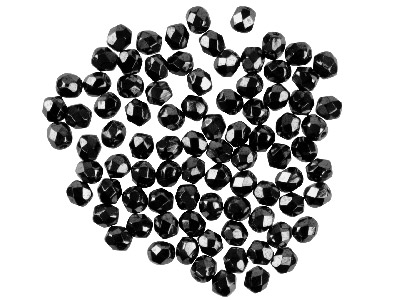 Confezione Da 100 Perline Di Vetro Di Boemia Preciosa Lucidate A Fuoco, 6 Mm, Nero Corvino