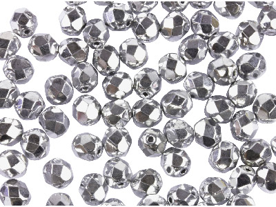 Confezione Da 100 Perline Di Vetro In Cristallo Di Boemia Preciosa Lucidate A Fuoco, 6 Mm, Argentate
