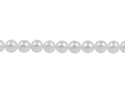 Perle Coltivate, 5,5-6 Mm, Bianco Naturale, Tonde, Filo Di 40 Cm