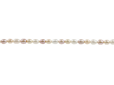 Perle Coltivate, 6 X 4 Mm, Multicolore, Chicco Di Riso, Filo Di 40 Cm