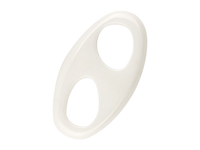 Forma Ovale Di Ceramica Con Due Fori, Bianco, 30 X 16 MM