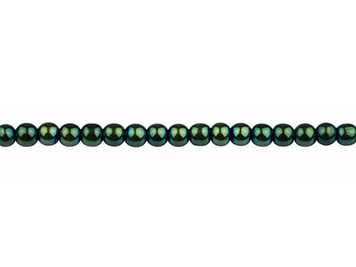 Perline Rotonde Semipreziose, Filo Di 38-39 Cm, 4 Mm, Ematite Galvanizzata, Verde