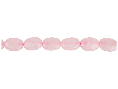 Perline Ovali Piatte Semipreziose, Filo Di 40 Cm, 12 X 16 Mm, Quarzo Rosa