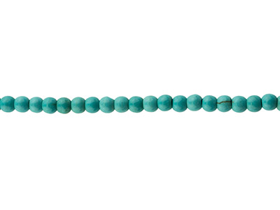 Perline Rotonde Semipreziose, Filo Di 39 Cm, 4 Mm, Turchese Sintetico