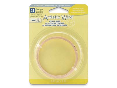 Beadalon Artistic Wire 21 Gauge Flat Sil Pltd Rose Gold Colour 0.75mm X 5mm X 0.91m