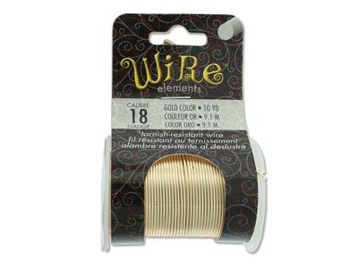 Wire Elements, 18 Gauge, Gold Colour, Tarnish Resistant, Medium Temper, 10yd/9.14m - Immagine Standard - 1