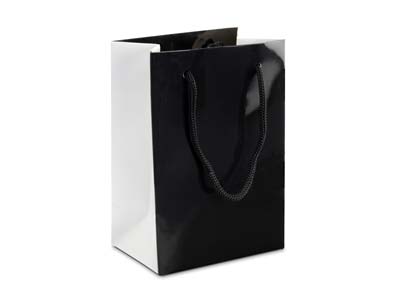Black Monochrome Gift Bag Small Pk 10 - Immagine Standard - 1