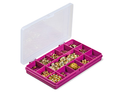 attrezzatura da pesca per ufficio perline Scatola portaoggetti in plastica con divisori regolabili artigianato contenitore per gioielli OriGlam colore: rosa