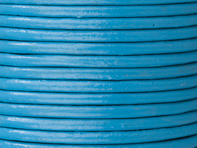 Cordoncino In Cuoio Tondo Azzurro, Diametro 2 Mm, 3 X 1 Metri Di Lunghezza - Immagine Standard - 2