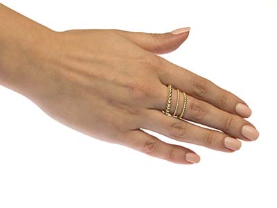 Anello Con Perline In Oro Pieno Da 12 Ct, 2 Mm, Misura 12 - Immagine Standard - 4