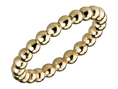 Anello Con Perline In Oro Pieno Da 12 Ct, 3 Mm, Misura 12 - Immagine Standard - 2