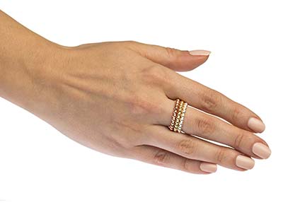 Anello Con Perline In Oro Pieno Da 12 Ct, 3 Mm, Misura 12 - Immagine Standard - 5