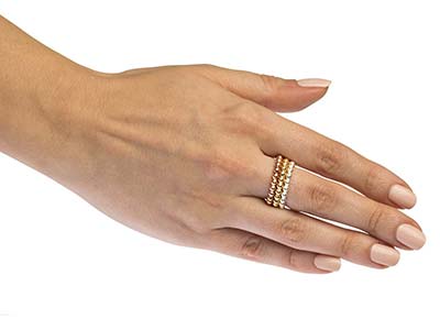 Anello Con Perline In Oro Pieno Da 12 Ct, 3 Mm, Misura 14 - Immagine Standard - 5