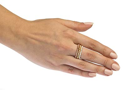 Anello Con Perline In Oro Pieno Da 12 Ct, 3 Mm, Misura 17 - Immagine Standard - 5