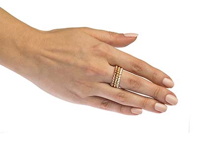 Anello Con Perline In Oro Pieno Da 12 Ct, 3 Mm, Misura 19 - Immagine Standard - 5