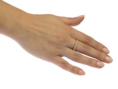 Anello Con Perline In Oro Pieno Da 12 Ct, 1,5 Mm, Misura 9,5 - Immagine Standard - 5