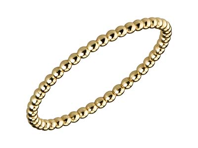 Anello Con Perline In Oro Pieno Da 12 Ct, 1,5 Mm, Misura 19 - Immagine Standard - 2