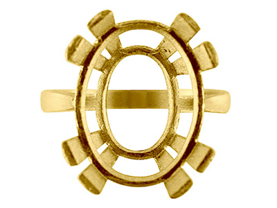 Anello Con Pietra Singola Ovale Di 16 X 12 MM A11, Marchio Di Autenticità, Misura N 54 ,  Oro Giallo Da 9 Kt - Immagine Standard - 1