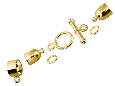 Set Di Componenti A Bossolo Per Kumihimo, 6 Mm, Placcatura In Oro
