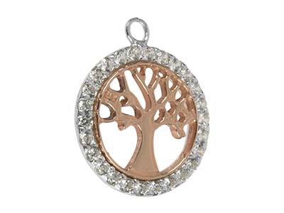 St Sil Tree Of Life Cz Channel Set Rose Plate 18mm - Immagine Standard - 2